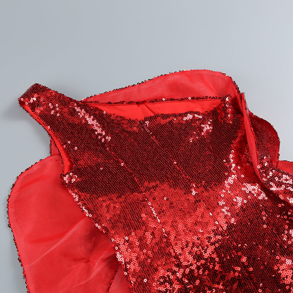 AIIZIE RED FLORAL-EMBELLISHED SEQUINED MINI DRESS - product image