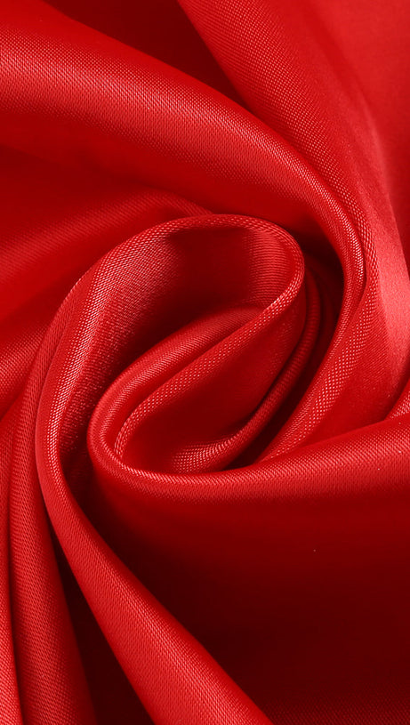 HALTER PLEATS SATIN MAXI DRESS IN RED
