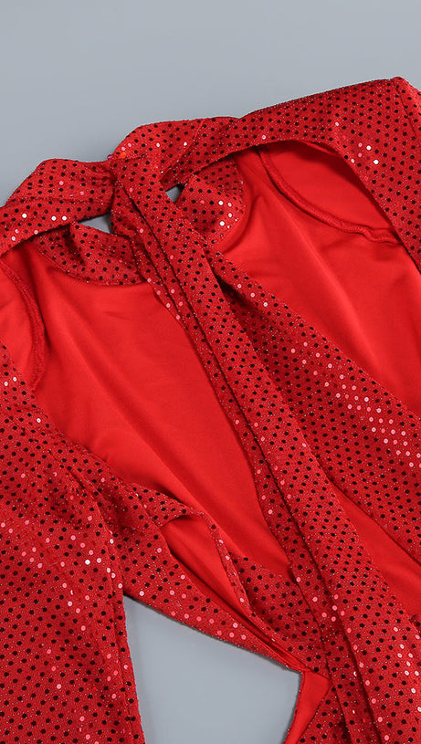 CRYSTAL-EMBELLISHED CUT-OUT MIDI DRESS