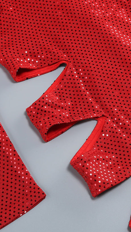 CRYSTAL-EMBELLISHED CUT-OUT MIDI DRESS