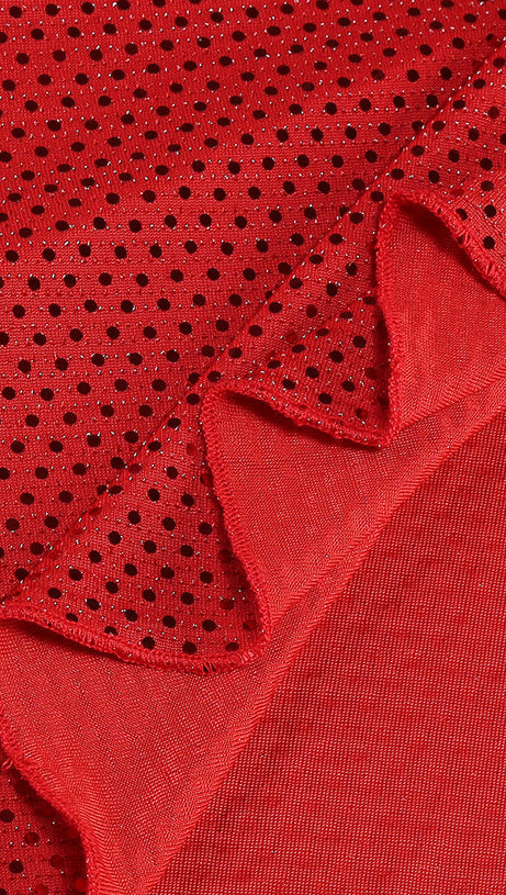 CRYSTAL-EMBELLISHED CUT-OUT MIDI DRESS