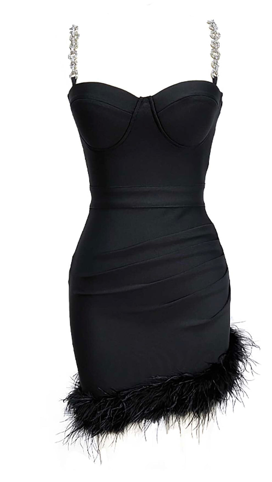FEATHER STRAPPY MINI DRESS