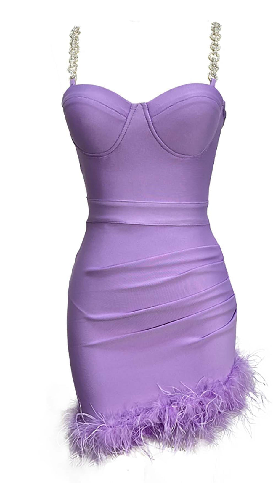 FEATHER STRAPPY MINI DRESS