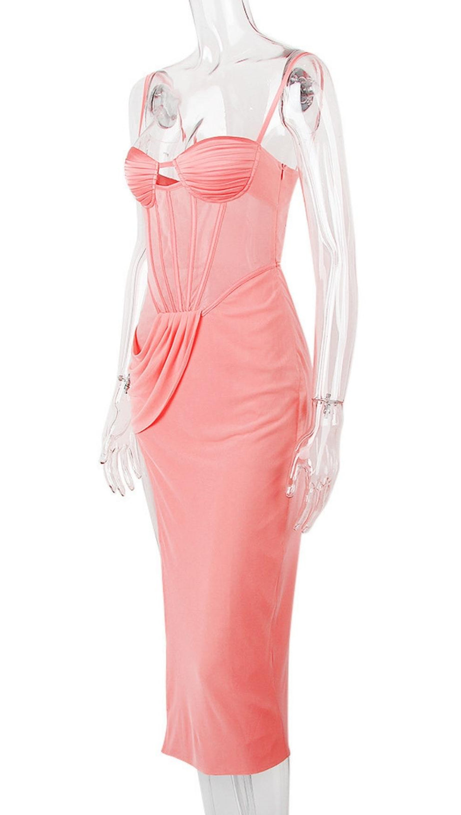 FISHBONE MIDI DRESS IN PINK