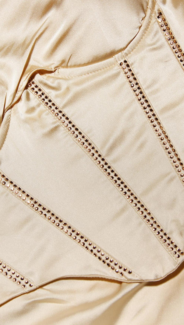 FISHBONE  MIDI DRESS IN WHITE