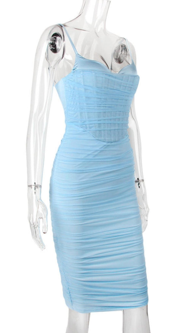 FISHBONE MIDI DRESS IN WHITE