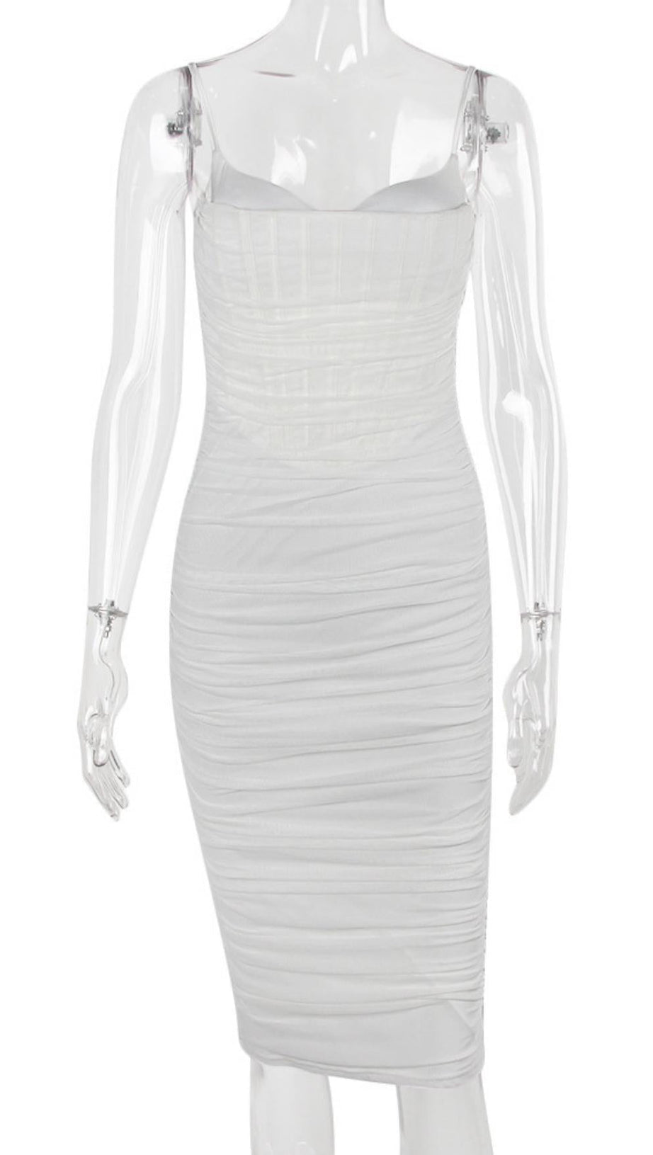 FISHBONE MIDI DRESS IN WHITE