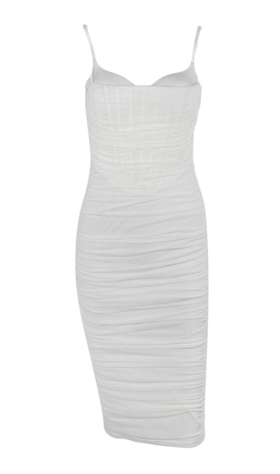 FISHBONE MIDI DRESS IN WHITE