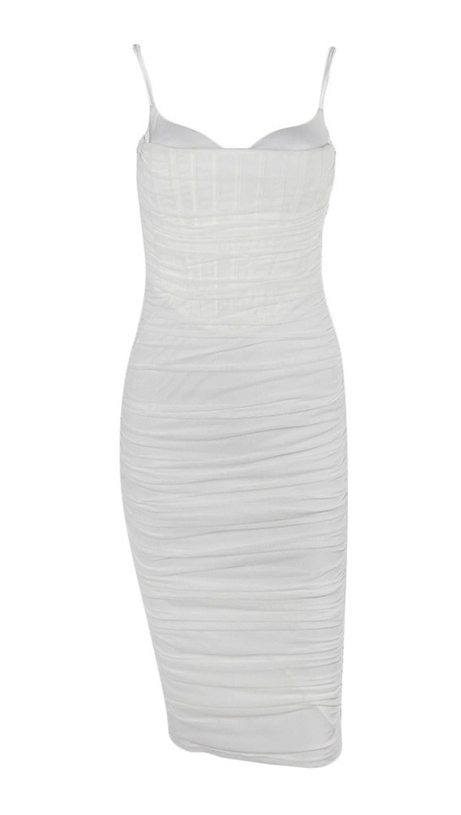 FISHBONE MIDI DRESS IN WHITE