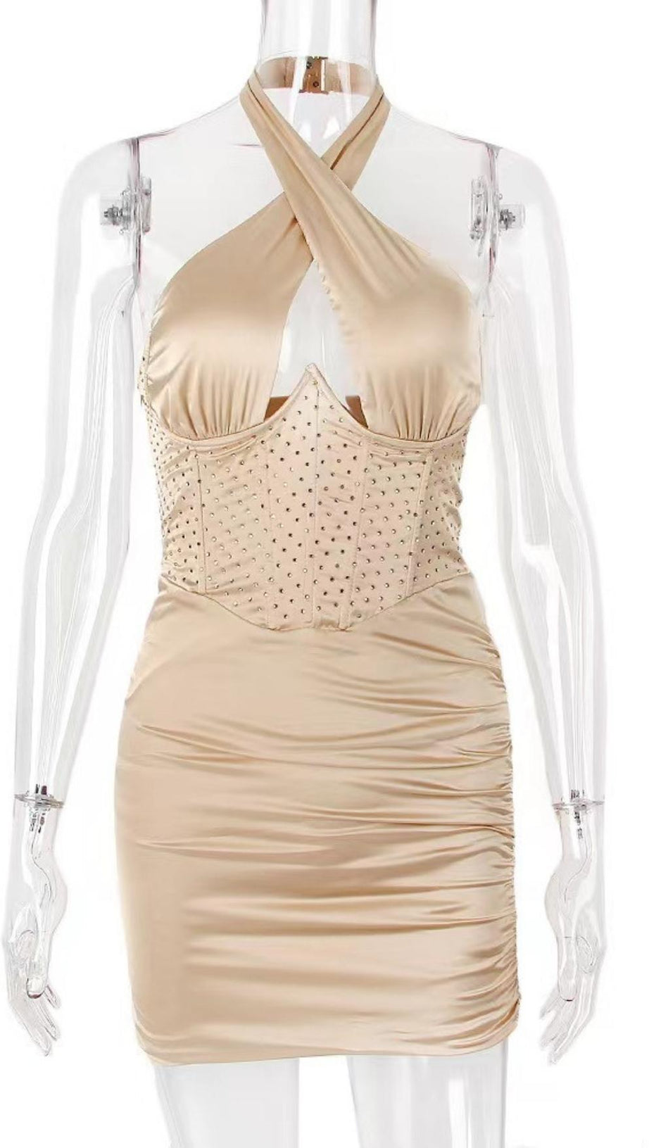 FISHBONE MINI DRESS IN BLUE