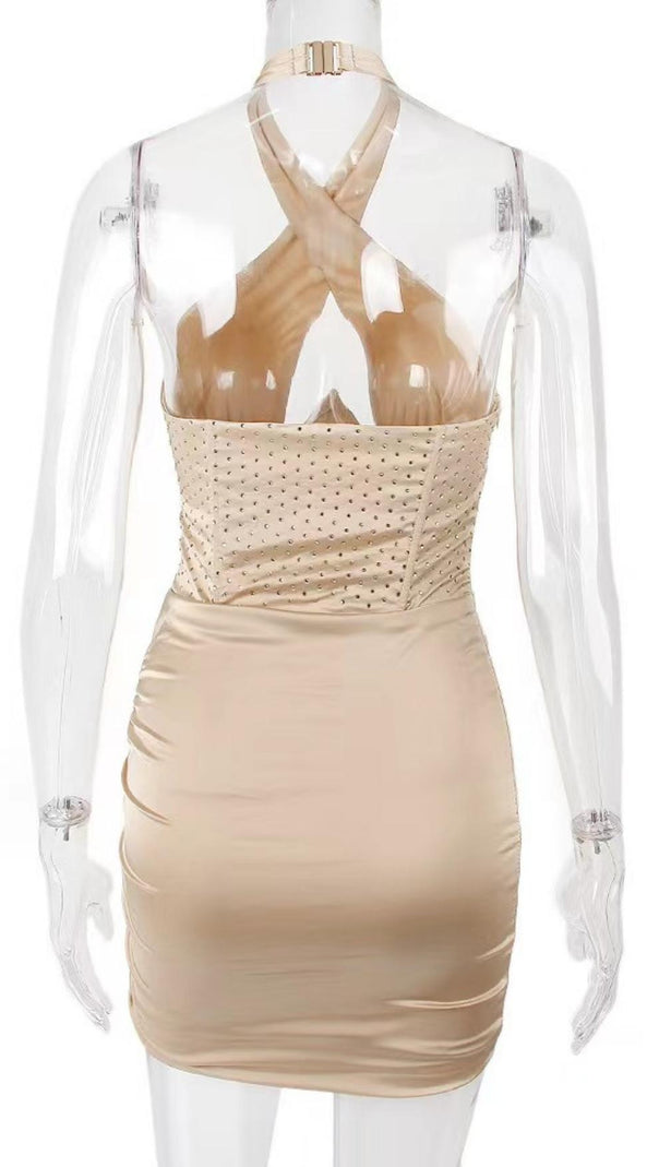 FISHBONE MINI DRESS IN BLUE