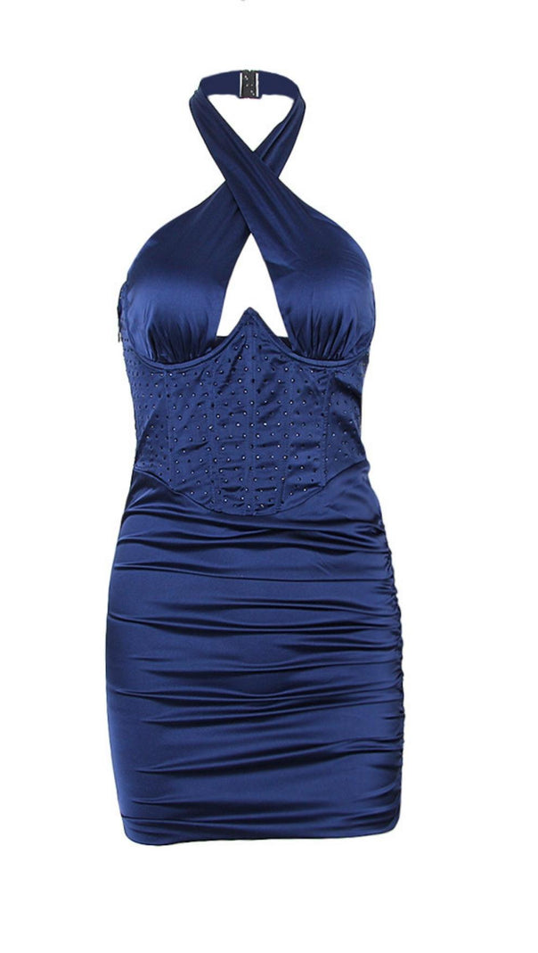AIIZIE FISHBONE MINI DRESS IN BLUE - product image