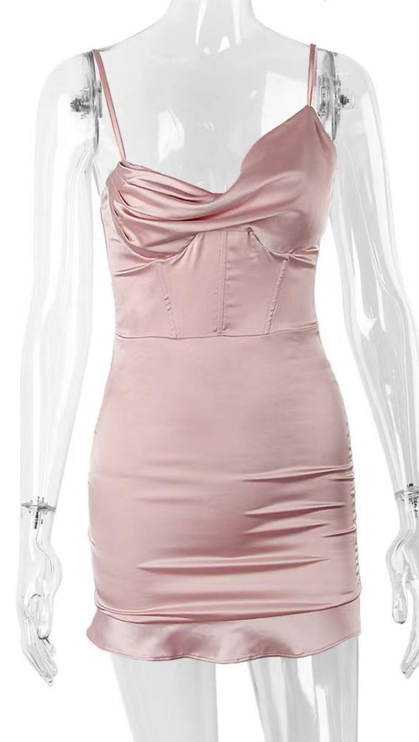 AIIZIE FISHBONE MINI DRESS IN PINK - product image