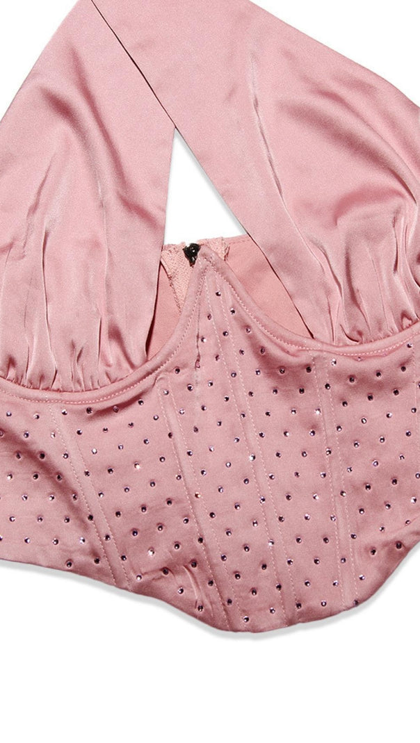 AIIZIE FISHBONE MINI DRESS IN PINK - product image