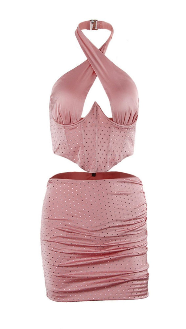 AIIZIE FISHBONE MINI DRESS IN PINK - product image