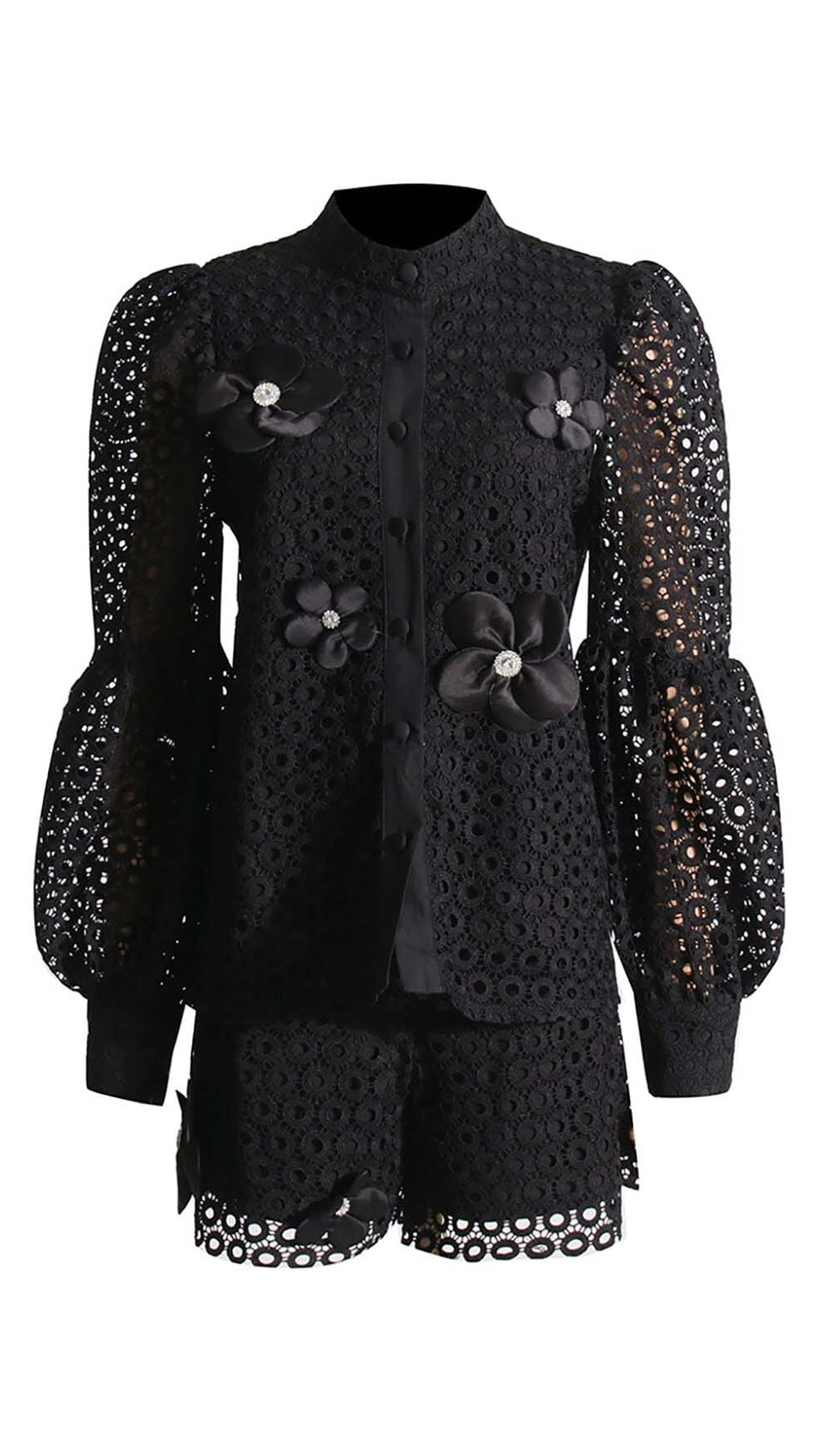 SET DUE PEZZI RICAMATO CON FIORI