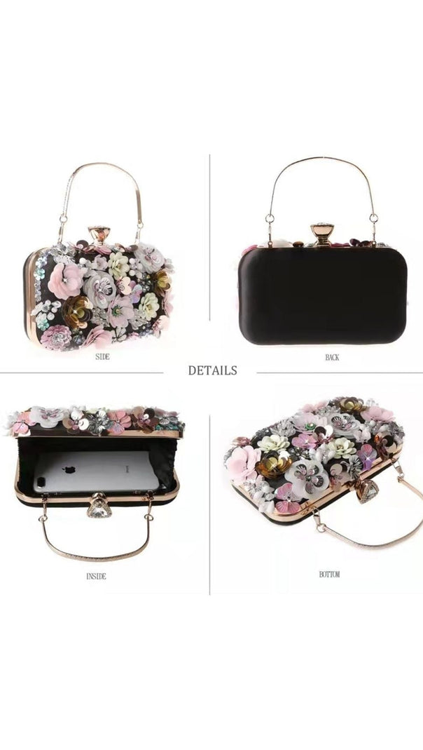 AIIZIE FLORAL ENBROIDERY CLUTCH - PINK - product image