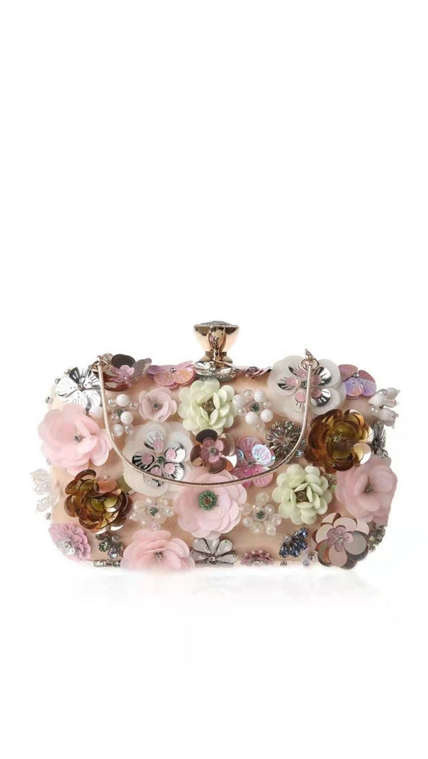 AIIZIE FLORAL ENBROIDERY CLUTCH - PINK - product image