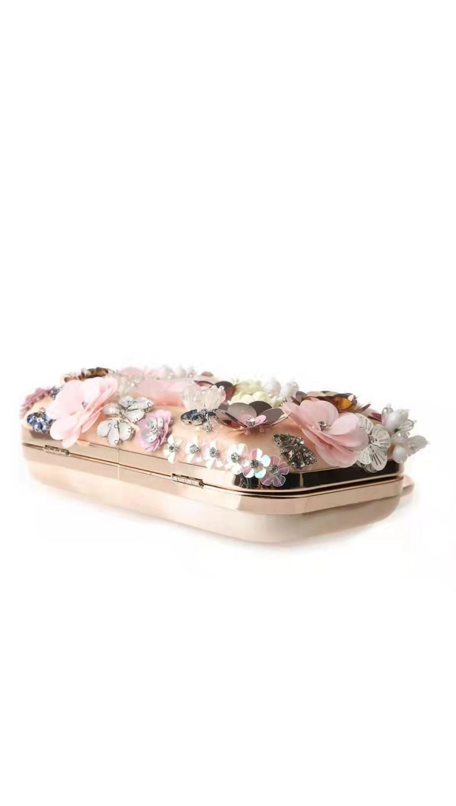 POCHETTE CON RICAMO FLOREALE - ROSA 