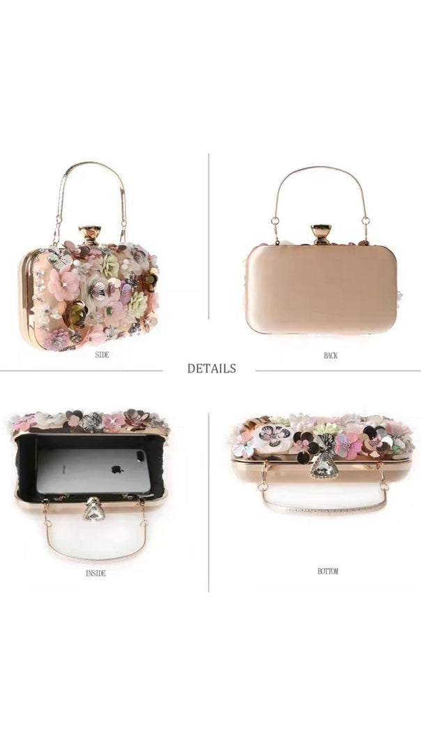 AIIZIE FLORAL ENBROIDERY CLUTCH - PINK - product image