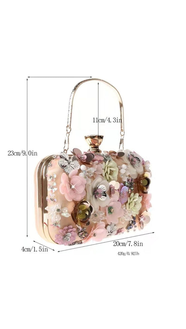 AIIZIE FLORAL ENBROIDERY CLUTCH - PINK - product image