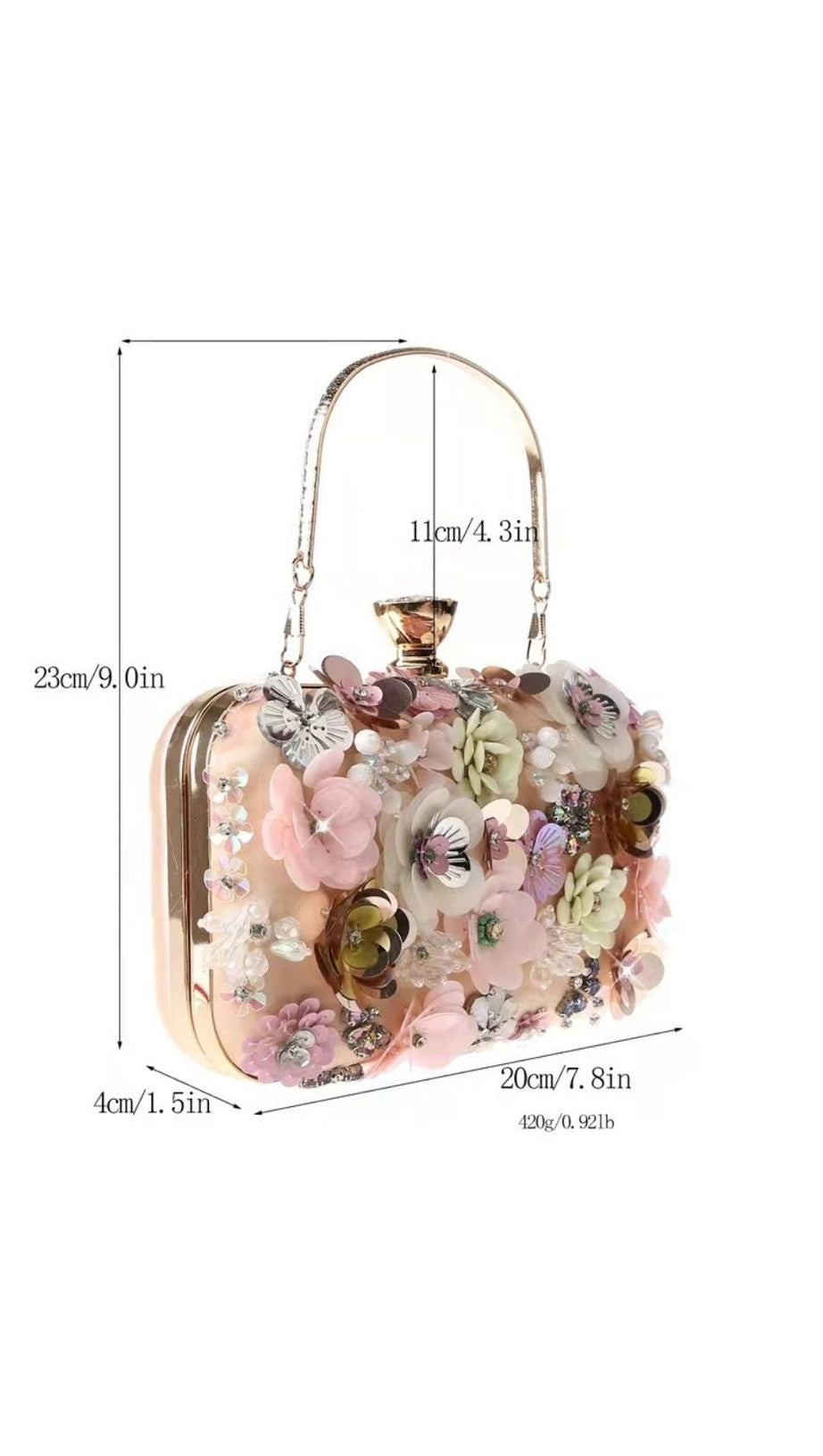 POCHETTE CON RICAMO FLOREALE - ROSA 