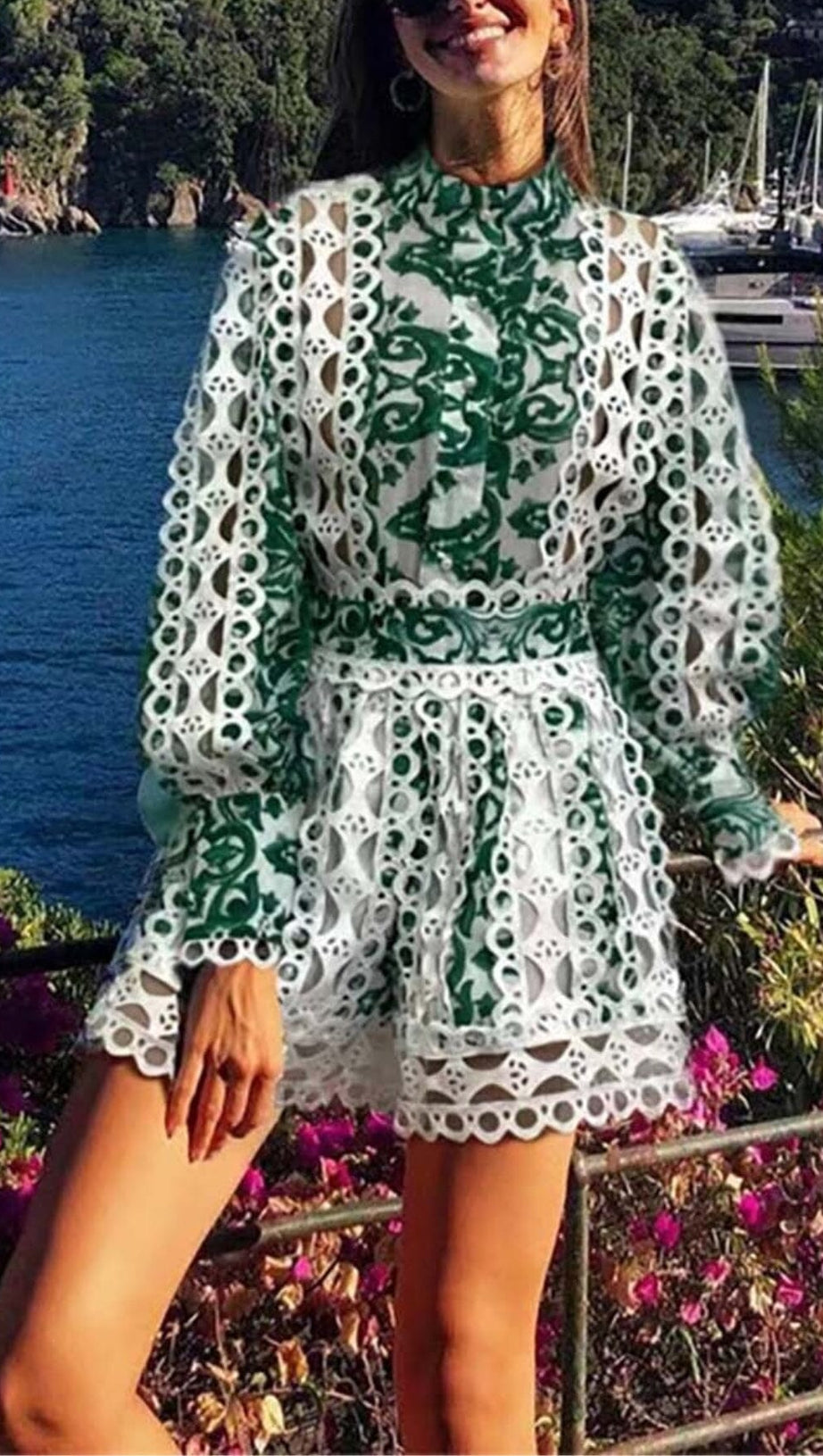 ABITO MIDI A MANICHE LUNGHE CON STAMPA FLOREALE