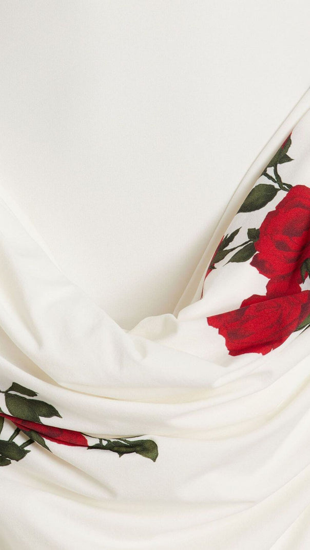 AIIZIE FLORAL-PRINTED PLEATED STRAPLESS MINI DRESS IN WHITE - product image