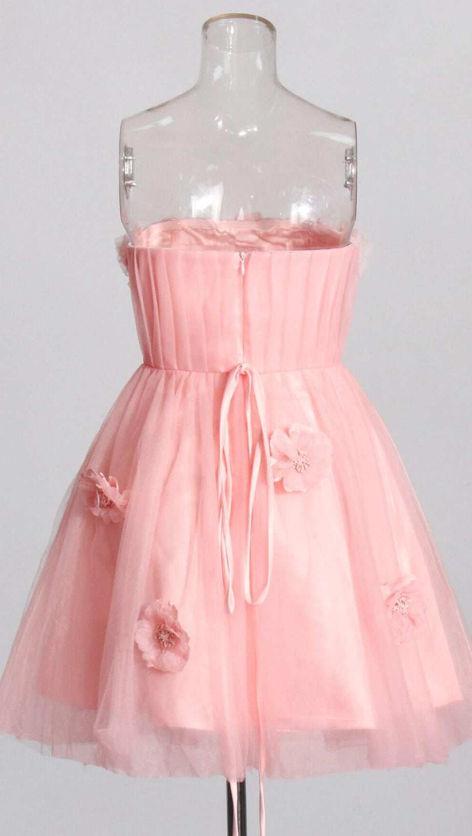 FLOWER-APPLIQUÉ STRAPLESS MINI DRESS IN PINK