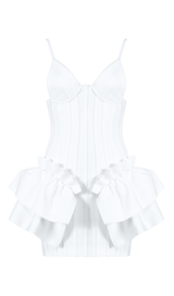 FRILLY BANDAGE MINI DRESS IN WHITE