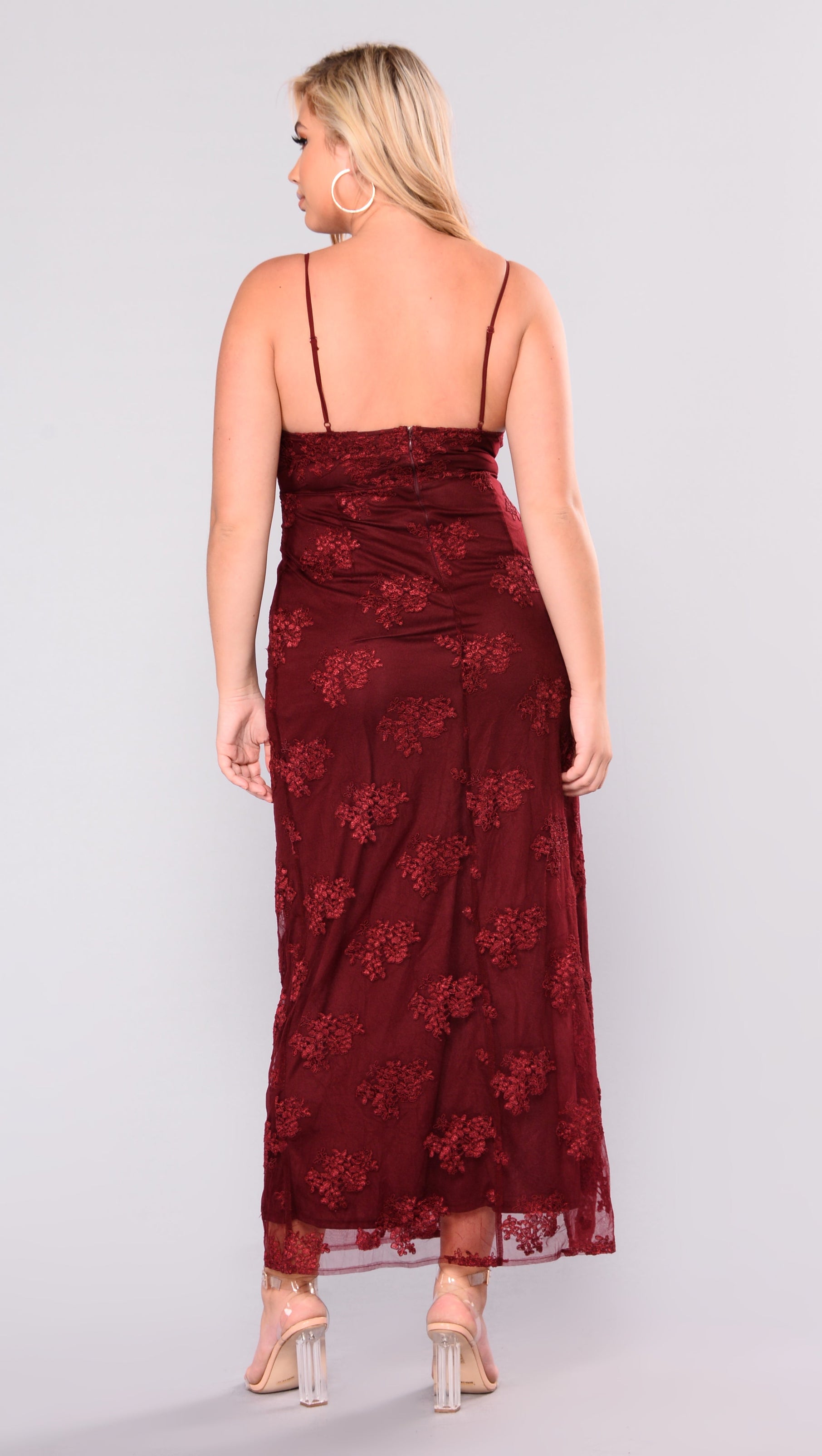AIIZIE A NIGHT IN TOKYO LACE DRESS - BURGUNDY - product image