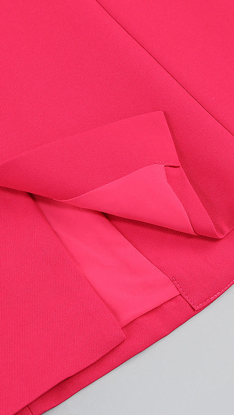 IRMA BLAZERANZÜGE MIT FEDERBESATZ IN ROSENROT