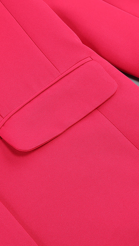 IRMA BLAZERANZÜGE MIT FEDERBESATZ IN ROSENROT