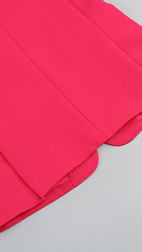 IRMA BLAZERANZÜGE MIT FEDERBESATZ IN ROSENROT