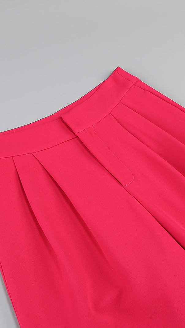 AIIZIE IRMA FEATHER TRIM BLAZER SUITS IN ROSE RED - product image