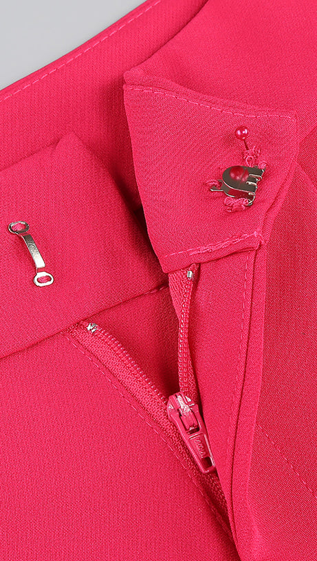 IRMA BLAZERANZÜGE MIT FEDERBESATZ IN ROSENROT