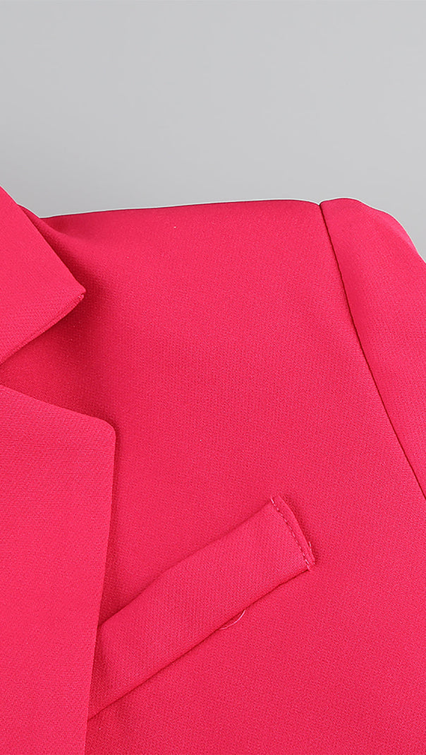 AIIZIE IRMA FEATHER TRIM BLAZER SUITS IN ROSE RED - product image