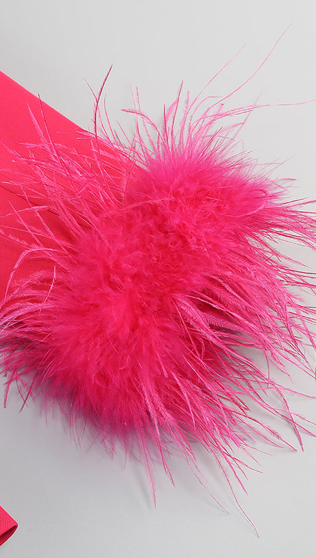 IRMA BLAZERANZÜGE MIT FEDERBESATZ IN ROSENROT