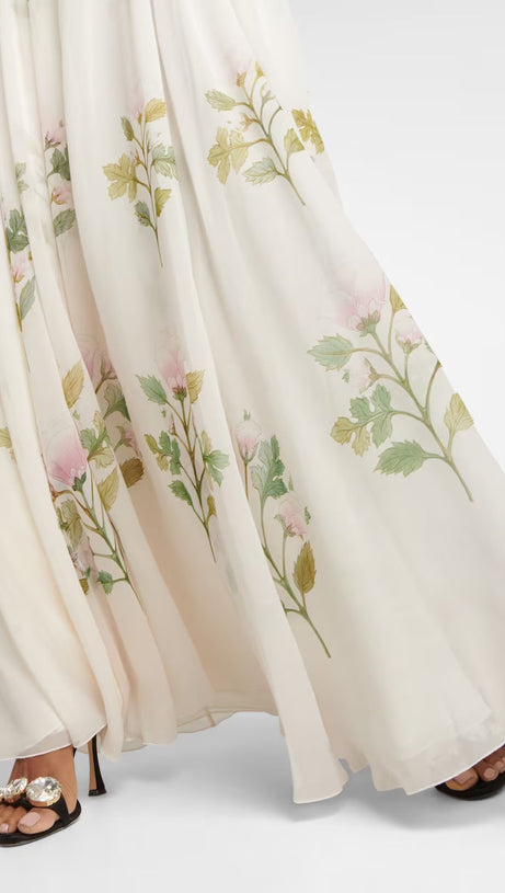 FLORAL SILK GEORGETTE MAXI DRESS