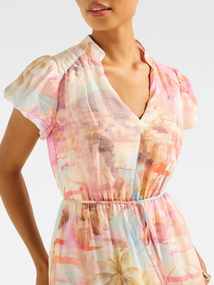 AIIZIE PUFF SLEEVES TIERED MIDI DRESS - product image