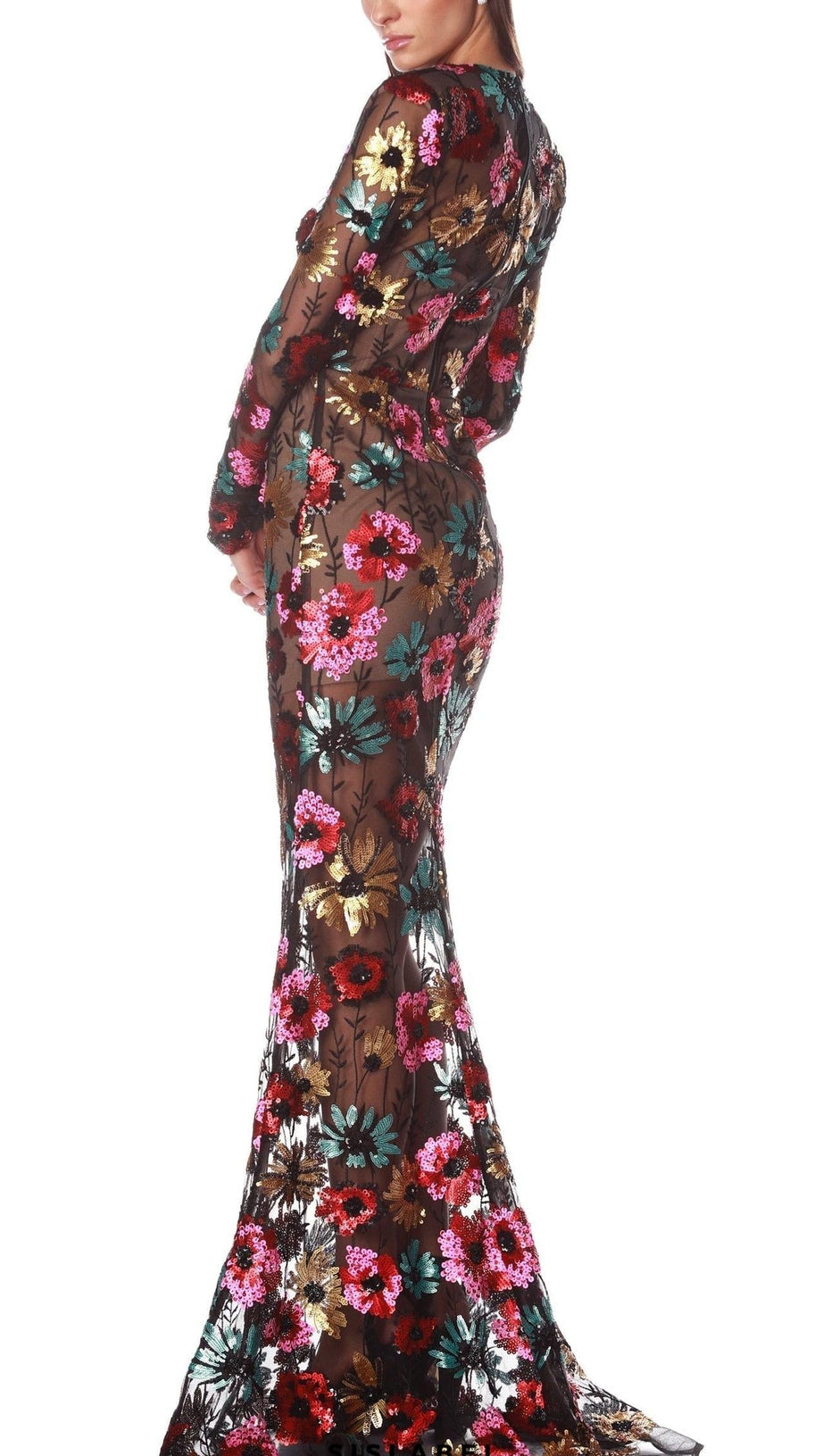 priscilla Colorful floral embroidered maxi dress