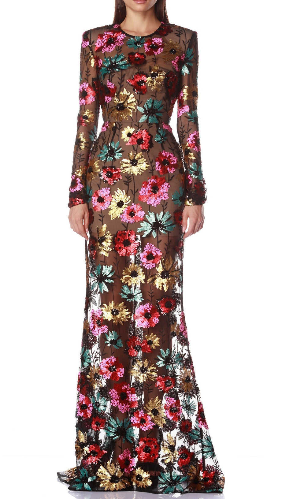 priscilla Colorful floral embroidered maxi dress