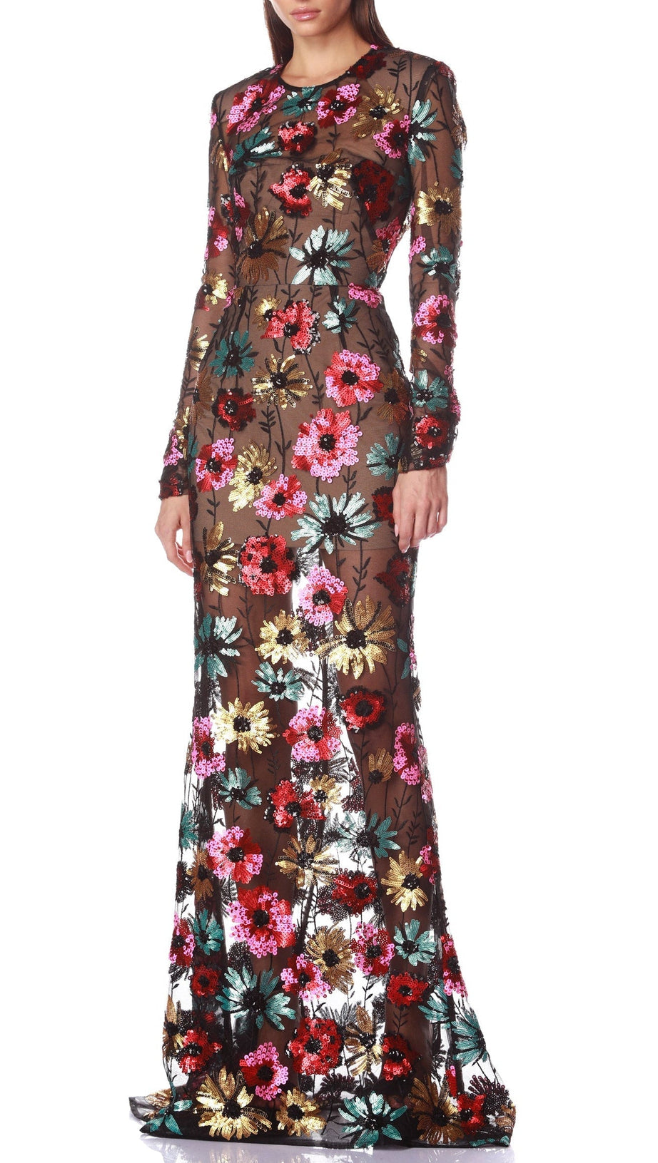 priscilla Colorful floral embroidered maxi dress