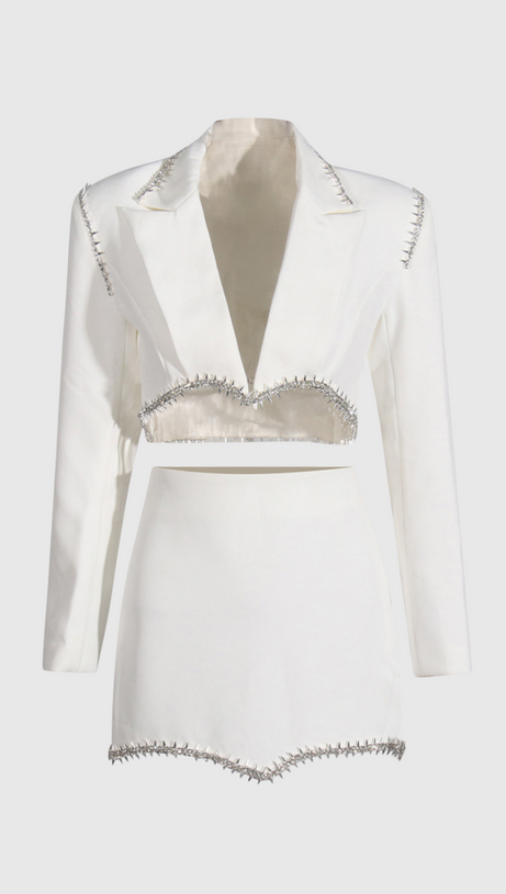 FREDERICA CRYSTAL-EMBELLISHED BLAZER SET