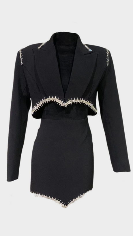 FREDERICA CRYSTAL-EMBELLISHED BLAZER SET