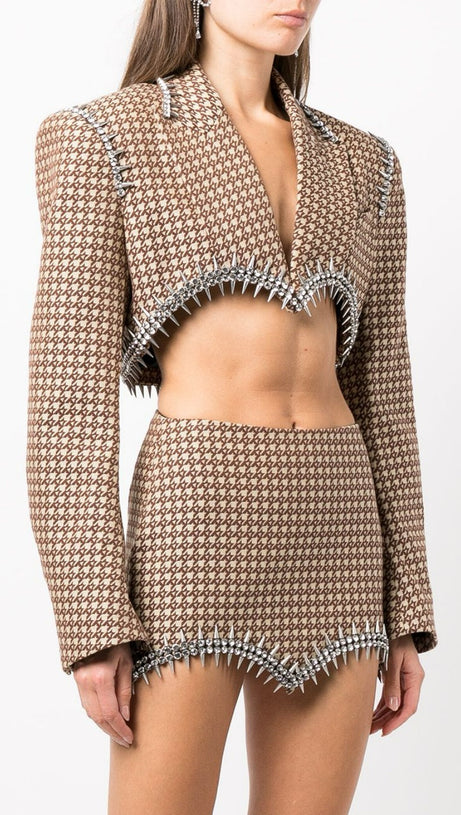 FREDERICA CRYSTAL-EMBELLISHED BLAZER SET