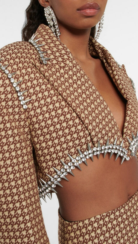 FREDERICA CRYSTAL-EMBELLISHED BLAZER SET