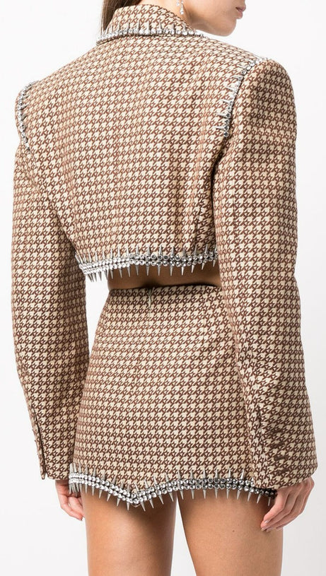 FREDERICA CRYSTAL-EMBELLISHED BLAZER SET