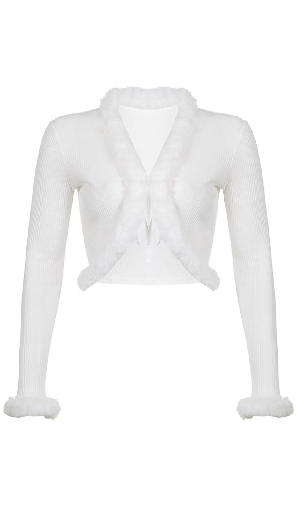 Strickjacke mit pelziger Spitze