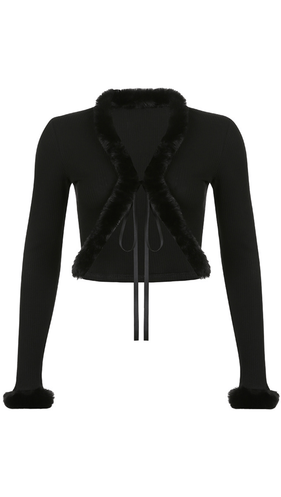 FURRY LACE CARDIGAN TOP